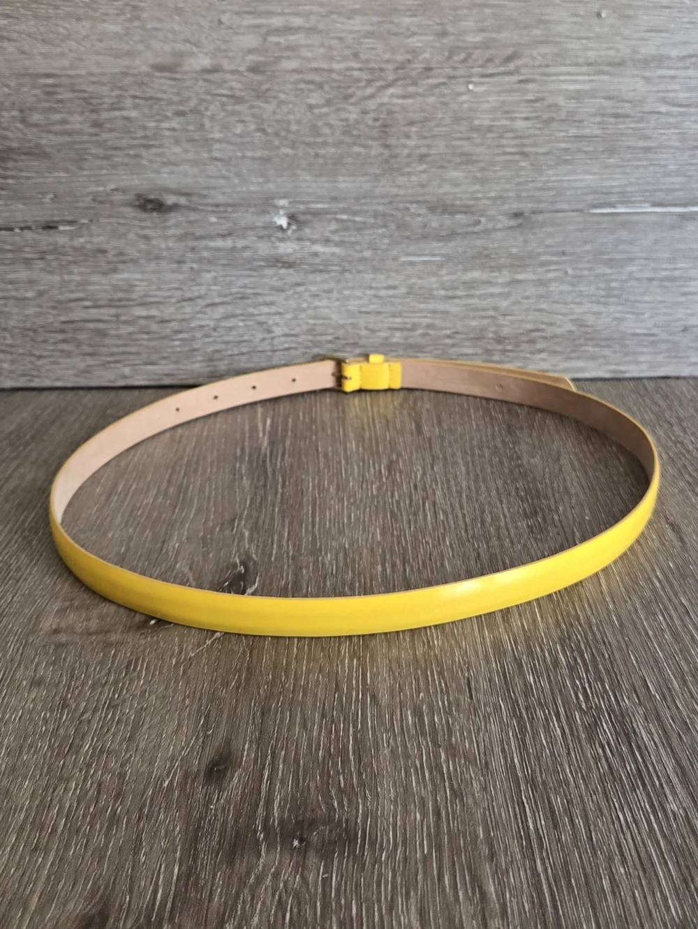 J. Crew Skinny Yellow Patent Leather Belt Size Small - Picture 2 of 6